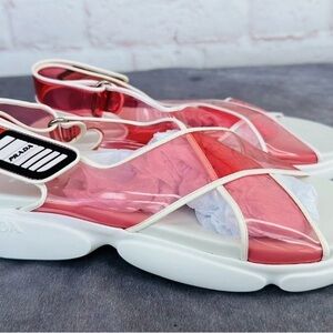 Prada Pink Transparent Sandals For Rehab/Repair Sz 38.5